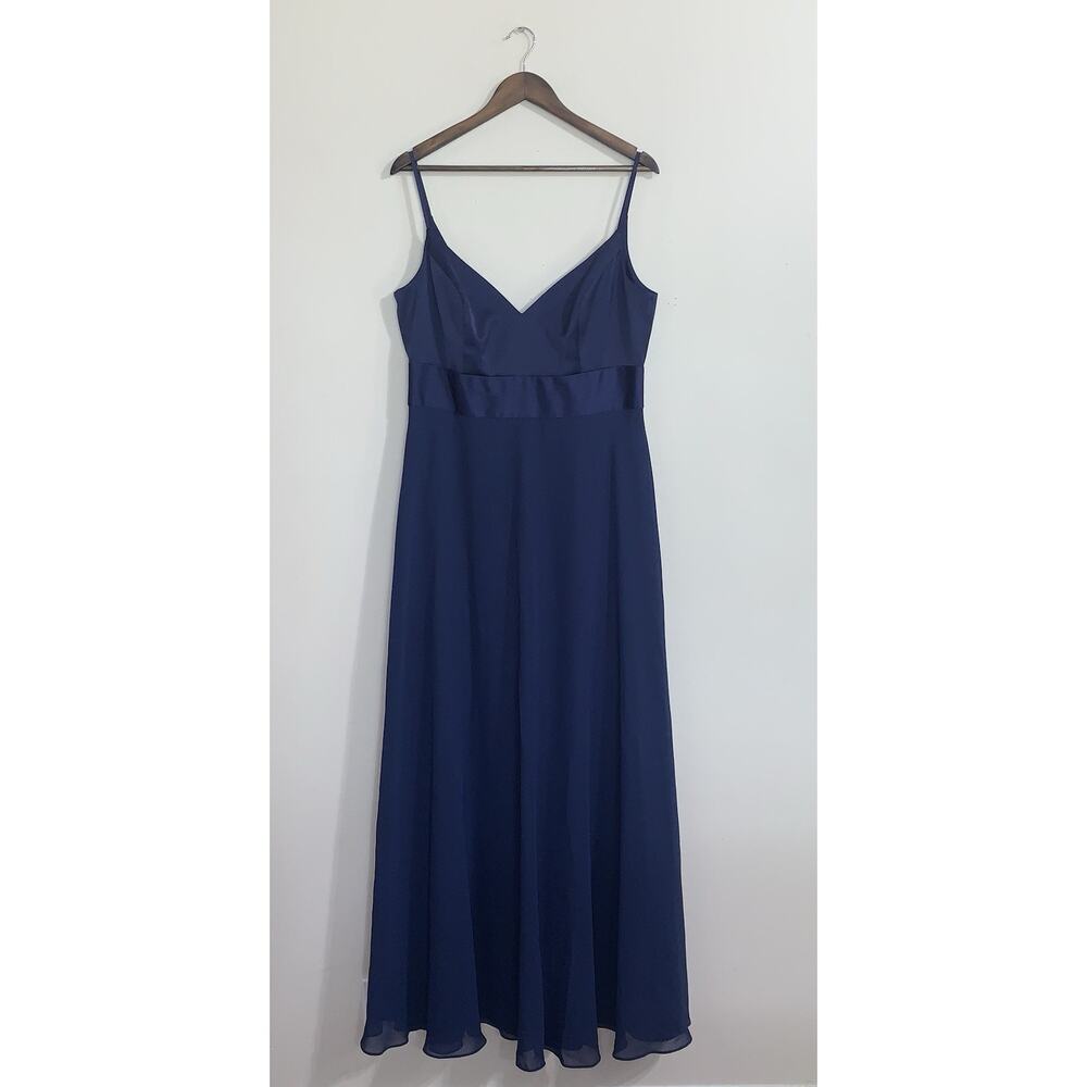 Celebrate DB Studio Blue V-Neck Straps Bridesmaid Maxi Dress Size 14